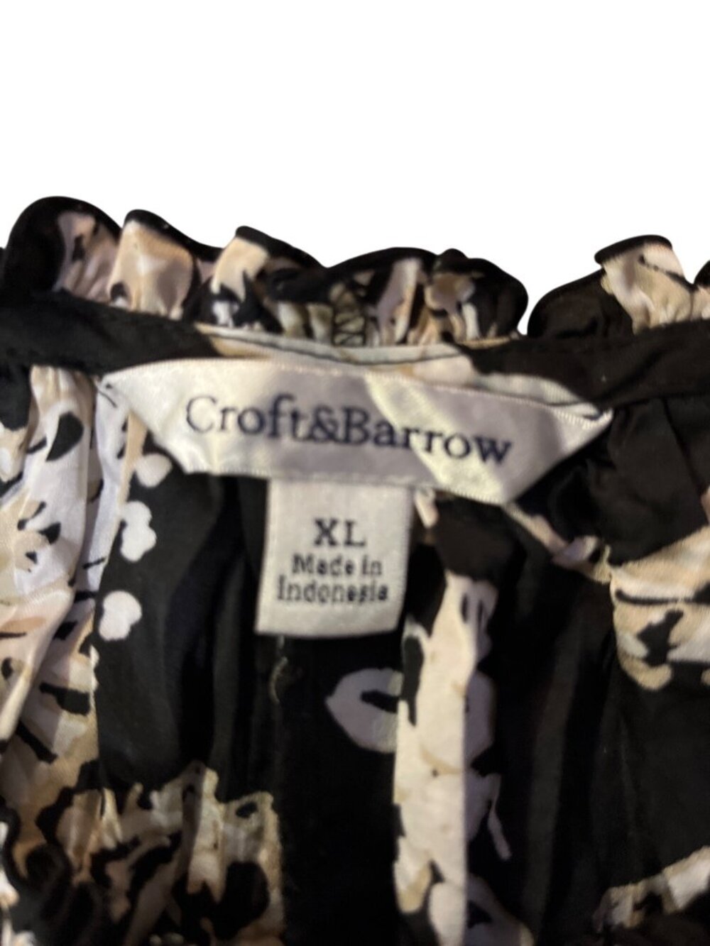 Croft & Barrow Black Paisley Peasant Top Womens XL Used - Picture 7 of 13